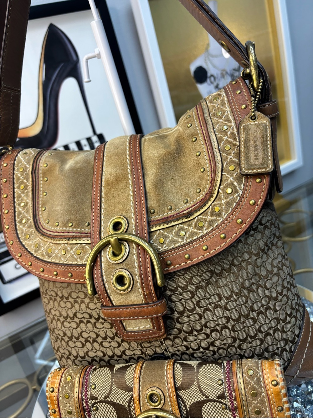 Coach 2007 y2k Soho Signature Buckle Flap Hobo Bag GUC - Picture 4 of 17